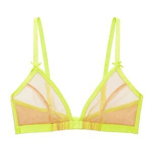 Savage X Fenty Neon Nights Yellow Green Mesh Unlined Sexy Triangle Bra